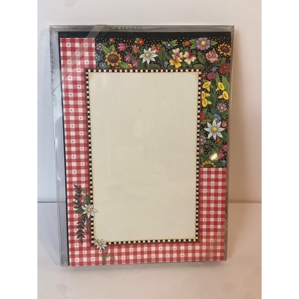 Mary Engelbreit Social Notes Stationery Set 8 Cards Envelopes Gingham Floral ME
